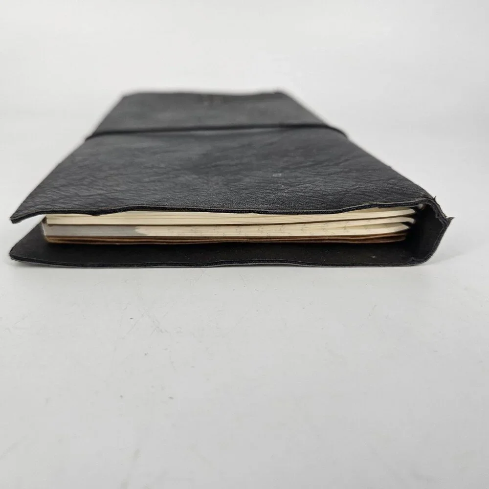 Black Faux Leather Travel Journal Notebook Planner Refillable Inserts Cover